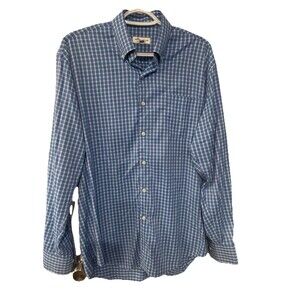 Peter Millar Summer Comfort Shirt Mens Button Up Blue Gingham Checkered Medium